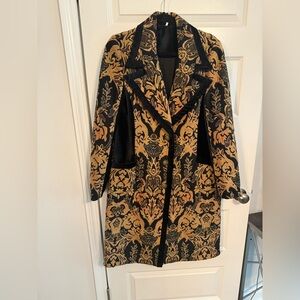 Elegant Black and Gold Patterned Coat